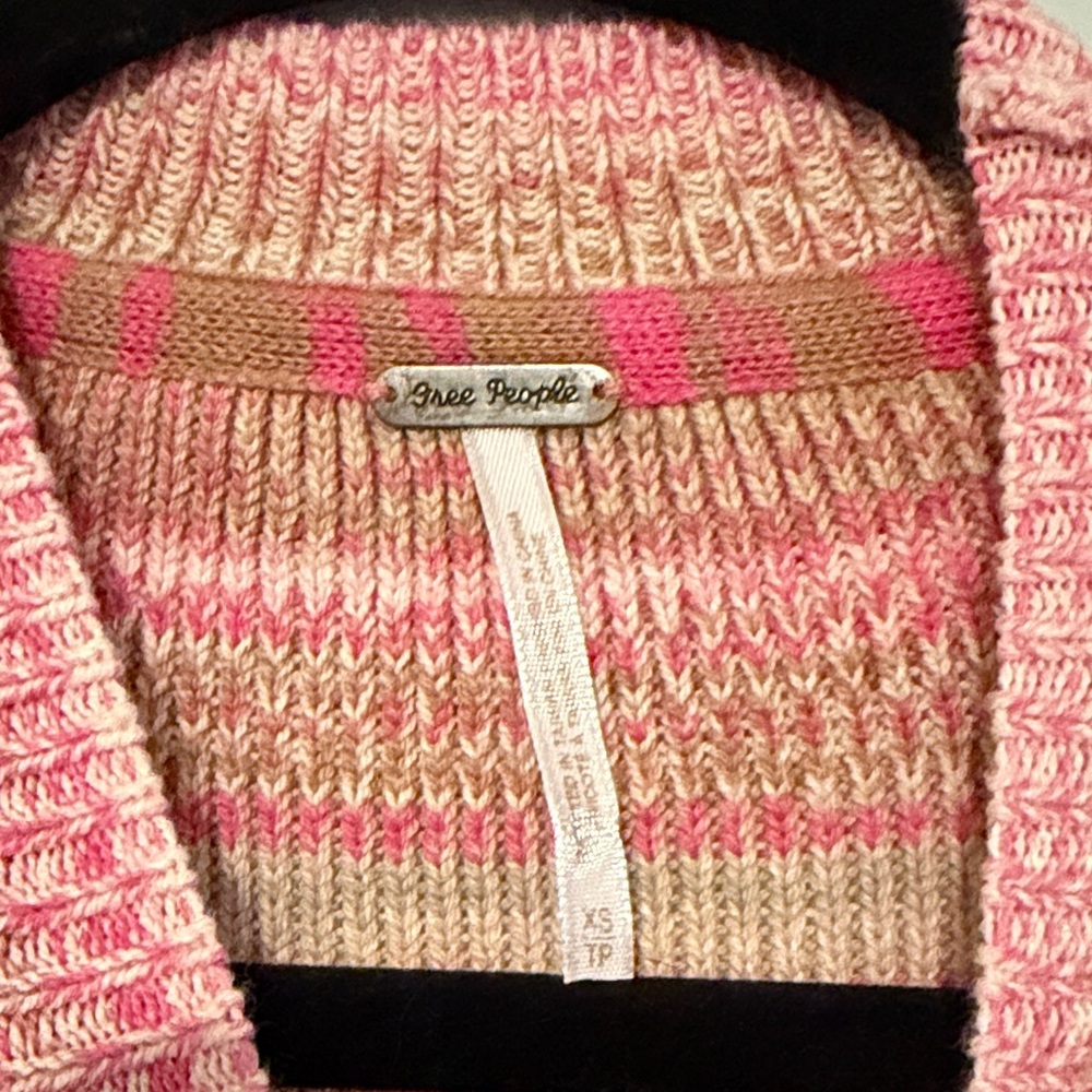 Free People Cozy Striped Pink and Brown Women's Sweater - Picture 4 of 4